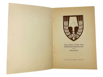 Original WWII Nederlandsche Arbeidsdienst booklet ‘Arbeidsdienstplicht’