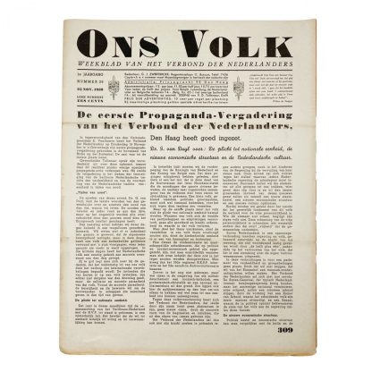 Original WWII Dutch collaboration newspaper – Ons Volk ‘Verdinaso Nederland’