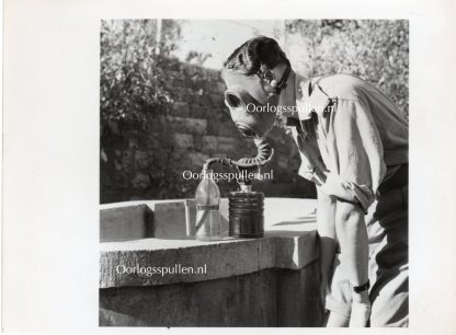 Original WWII British photo ‘Anaesthetists experiments with improvised gas mask’ 1942