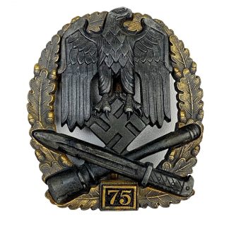 Original WWII German Allgemeines Sturmabzeichen mit Einsatzzahl ’75’
