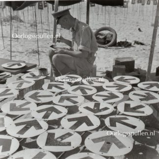 Original WWII British photo 'Painting the road signs'
