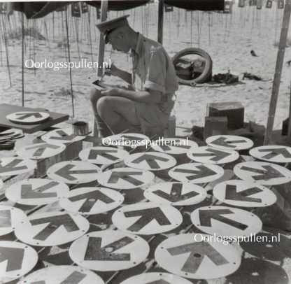 Original WWII British photo 'Painting the road signs'