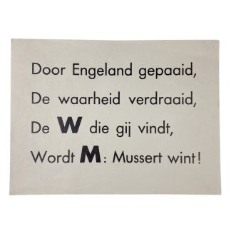 Original WWII Dutch NSB ‘Mussert Wint’ poster