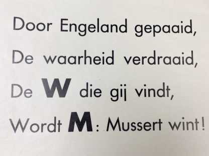 Original WWII Dutch NSB ‘Mussert Wint’ poster