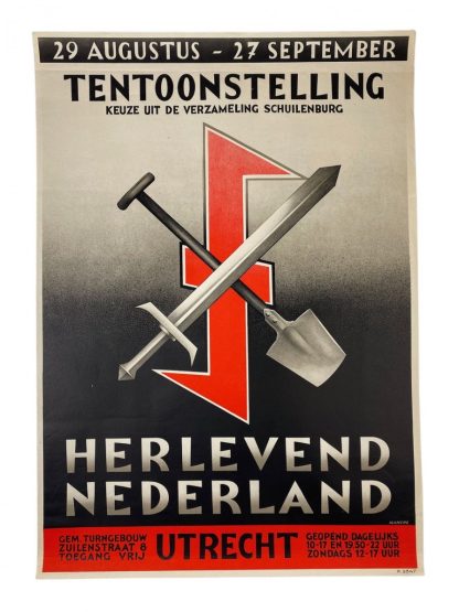 Original WWII Dutch NSB poster ‘Herlevend Nederland’ exhibition Utrecht