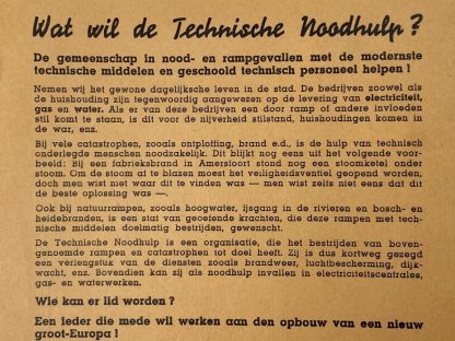 Original WWII Dutch Technische Noodhulp leaflet