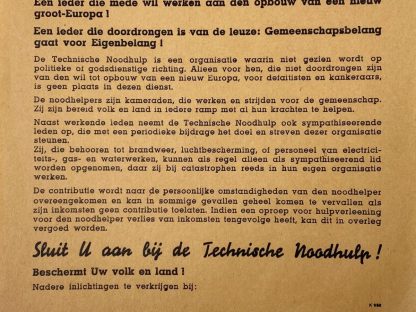 Original WWII Dutch Technische Noodhulp leaflet