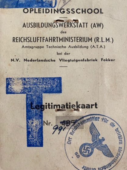 Original WWII German ID card’s of a Dutch airplane builder ‘Fokker & Junkers’