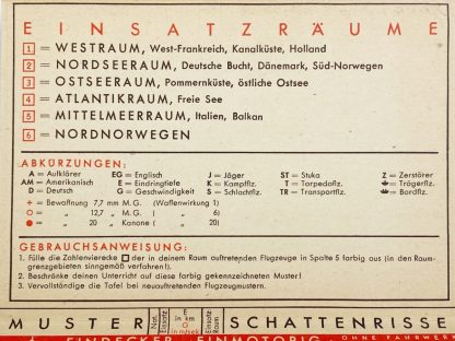 Original WWII German Kriegsmarine FED Raumtafel soldbuchgrösse