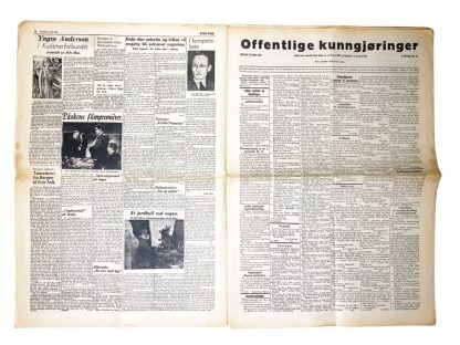Original WWII Norwegian collaboration Nasjonal Samling newspaper – Fritt Folk