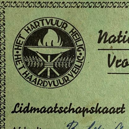 Original WWII Dutch N.S.V.O. member card Papenvoort