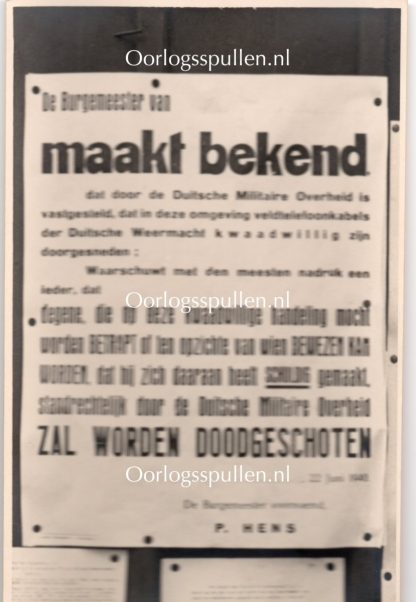Original WWII Dutch announcement poster photo Valkenburg