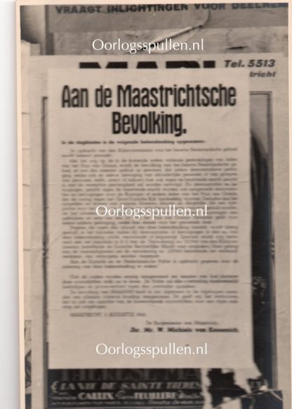 Original WWII Dutch announcement poster photo Maastricht