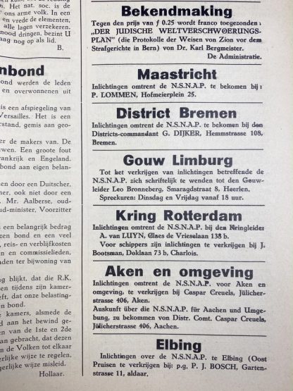 Original WWII Dutch NSNAP newspaper