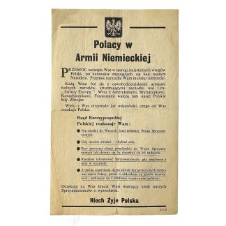 Original WWII Polish dropping flyer