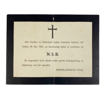 Original WWII Dutch Anti-NSB death card