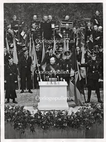Original WWII Dutch SS large photo ‘Anton Mussert during speech’