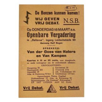 Original WWII Dutch NSB meeting leaflet
