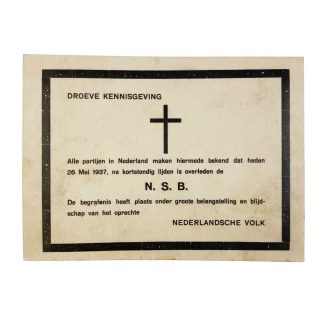 Original WWII Dutch Anti-NSB death card