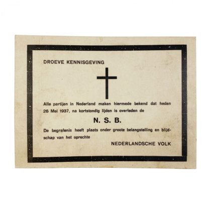 Original WWII Dutch Anti-NSB death card