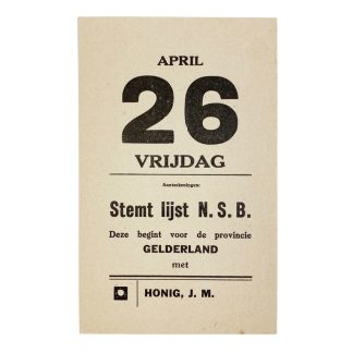 Original WWII Dutch NSB elections leaflet Gelderland