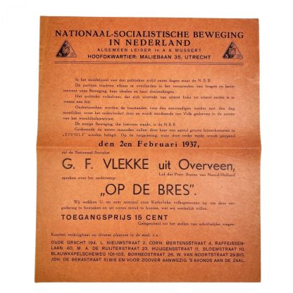 Original WWII Dutch NSB leaflet Utrecht