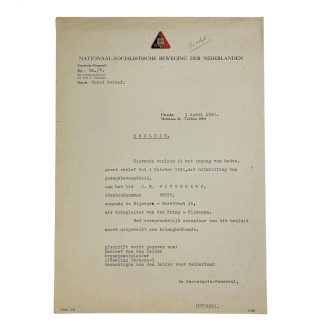Original WWII Dutch NSB document ‘Nijmegen’