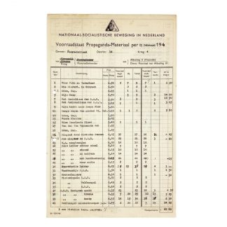 Original WWII Dutch NSB propaganda stock list Haarlem
