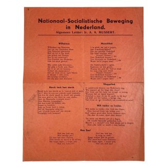 Original WWII Dutch NSB song leaflet