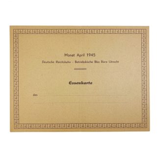 Original WWII German Reichsbahn meal card ‘Utrecht’