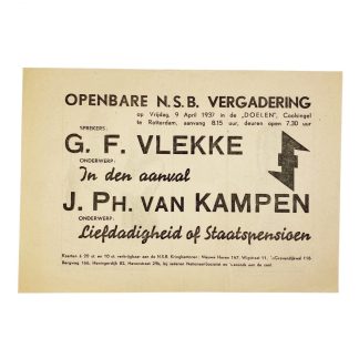 Original WWII Dutch NSB leaflet Rotterdam