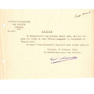 Original WWII Dutch police order document Utrecht