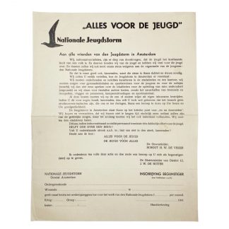 Original WWII Dutch Jeugdstorm registration form