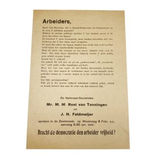Original WWII Dutch NSB leaflet Feldmeijer & Rost van Tonningen