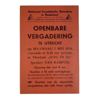 Original WWII Dutch NSB leaflet Utrecht