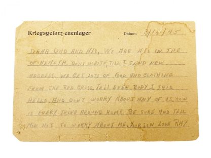 Original WWII US Stalag-Luft 3 postcard – American Sergeant Henry Anthony
