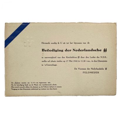 Original WWII Dutch SS invitation card Feldmeijer