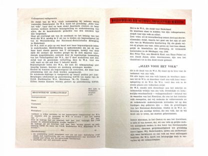 Original WWII Dutch NSB W.A. leaflet - Alles voor het volk