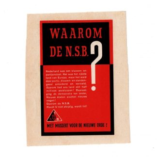 Original WWII Dutch NSB flyer - Why the N.S.B. ?