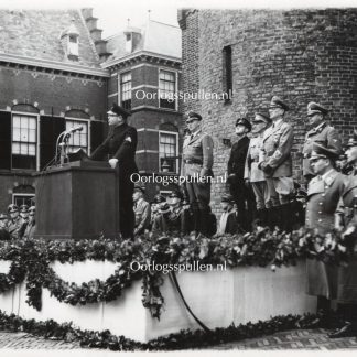 Original WWII Dutch NSB photo – Anton Mussert & SS officials at the Binnenhof