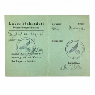 Original WWII SS-Umsiedlungskommando Lager Stahnsdorf ausweis