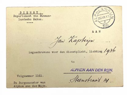 Original Pré 1940 Dutch army document grouping Alphen aan den Rijn