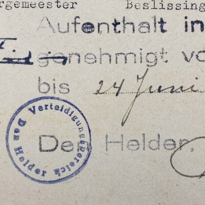 Original WWII Dutch documents 'Verteidigungsbereich Den Helder'