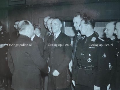 Original WWII Dutch NSB photo grouping - Mussert visits the publishing company Nenasu