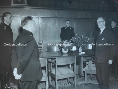 Original WWII Dutch NSB photo grouping - Mussert visits the publishing company Nenasu