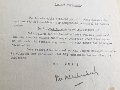 Original WWII Dutch NSB headquarters document signed by Bilderbeek