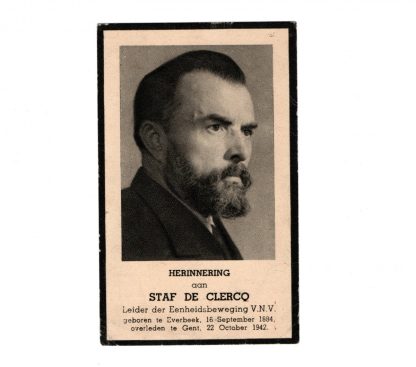 Original WWII Flemish VNV leader death card Staf de Clercq