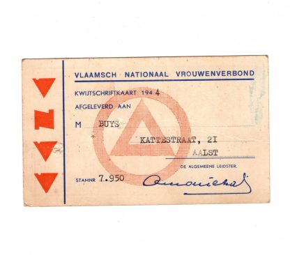 Original WWII Vlaamsch Nationaal Vrouwenverbond card