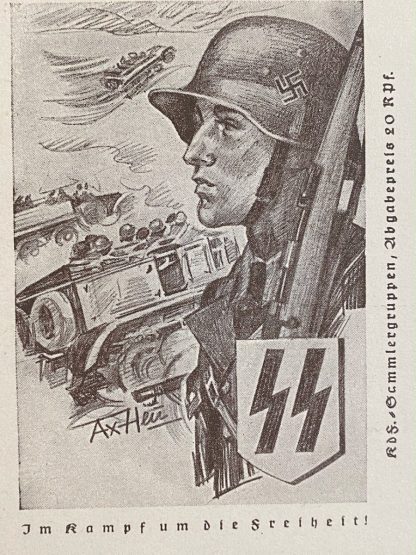 Original WWII German Waffen-SS postcard Luxemburg