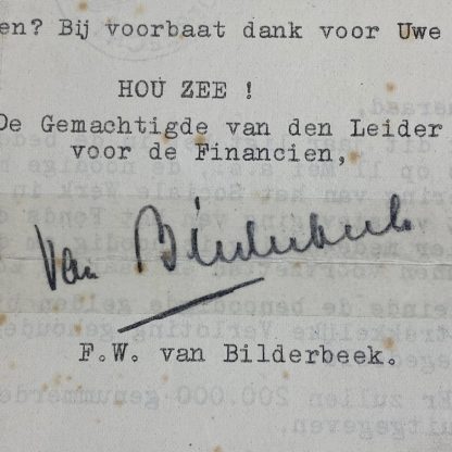 Original WWII Dutch NSB hand signed letter and photo – Van Bilderbeek